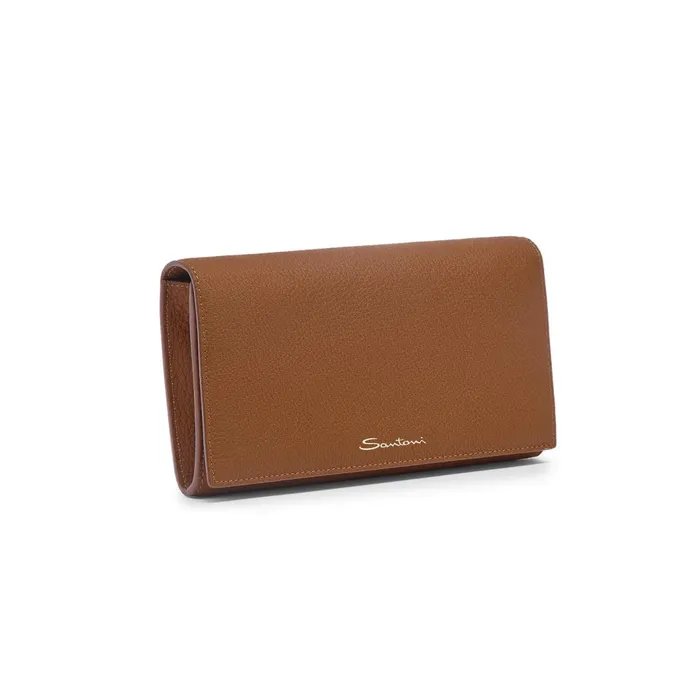 Santoni Light Brown Tumbled Leather Crossbody Bag Women Bags