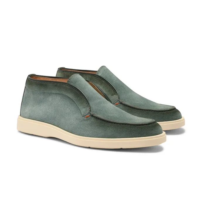 Santoni Petrol Green Suede Desert Boot Men Boots