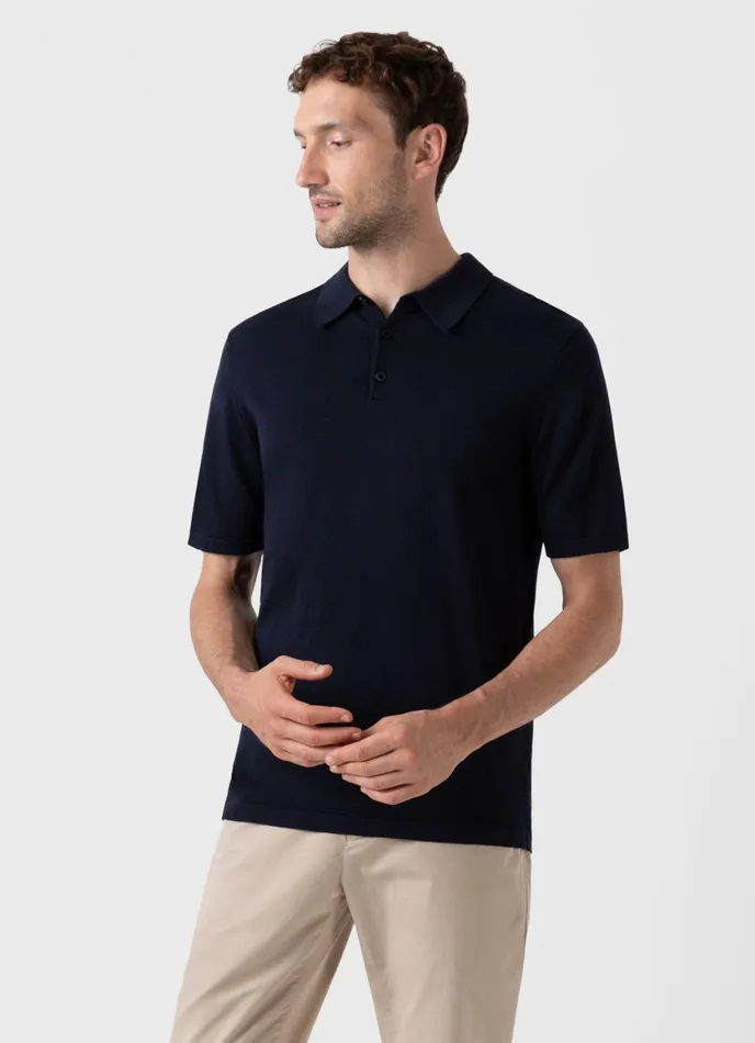 Sea Island Cotton Polo Shirt Light Navy Men SUNSPEL Polo Shirts
