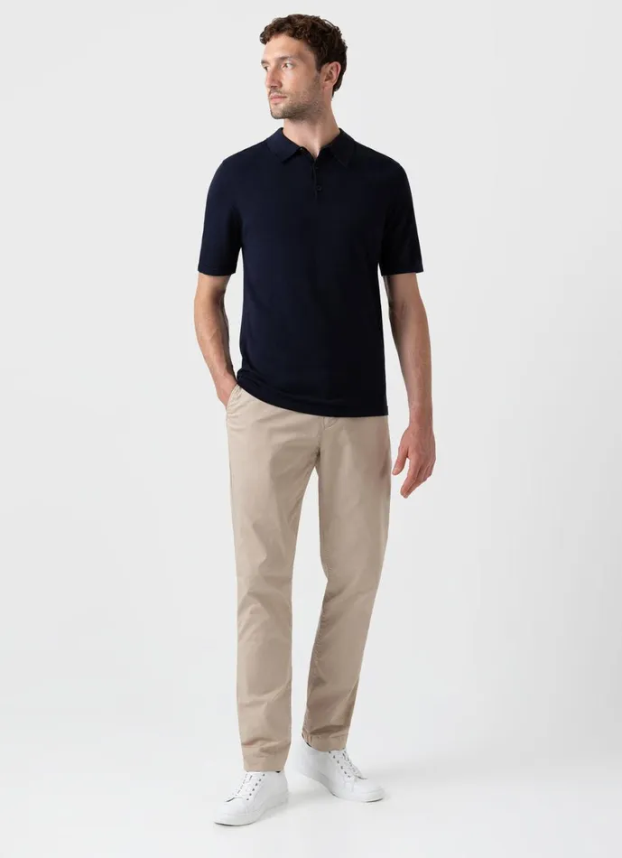 Sea Island Cotton Polo Shirt Light Navy Men SUNSPEL Polo Shirts