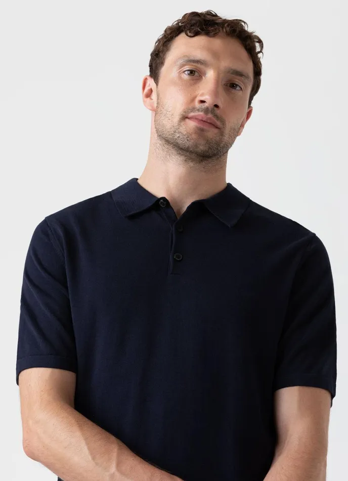 Sea Island Cotton Polo Shirt Light Navy Men SUNSPEL Polo Shirts