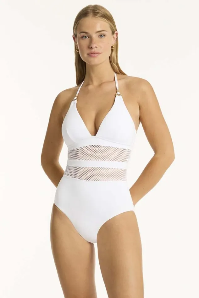 Sea Level One Pieces Drift Longline Halter One Piece Drift White 8211 Women