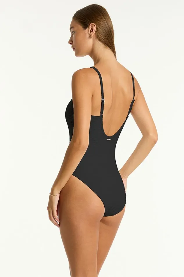 Sea Level One Pieces Spinnaker Square Neck One Piece Spinnaker Black 8211 Women