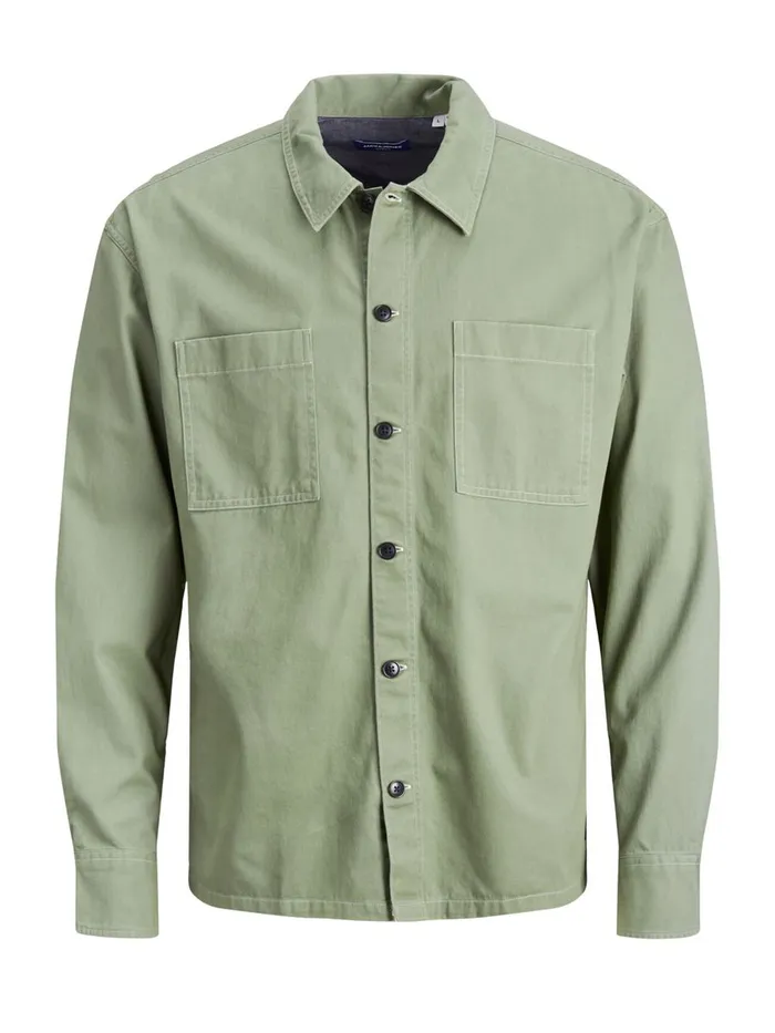 Shirts JACK and JONES Mens COTTON TWILL OVERSHIRT Green Sea Spray Online
