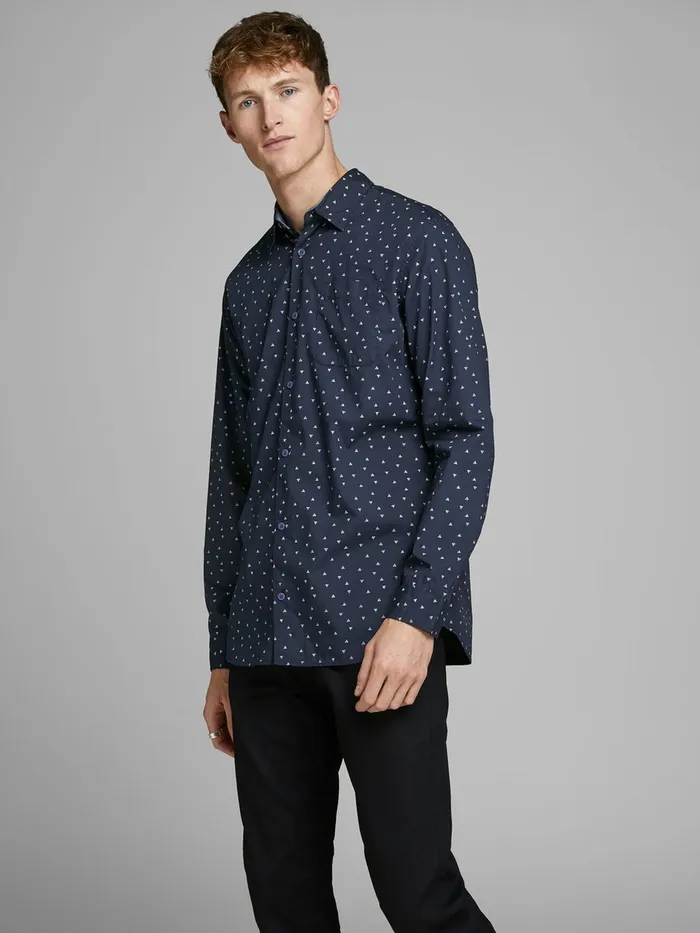 Shirts JACK and JONES Mens DITSY PRINT LONG SLEEVED SHIRT Blue Navy Blazer Popular Shirts JACK and JONES Mens DITSY PRINT LONG SLEEVED SHIRT Blue Navy Blazer Popular