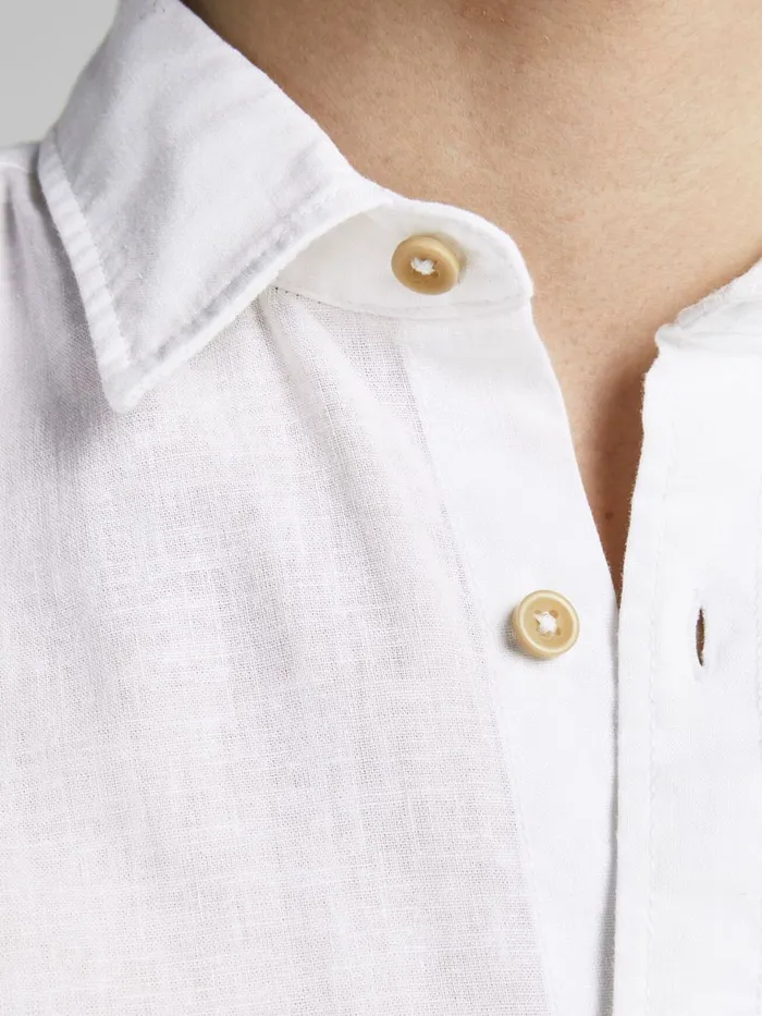 Shirts JACK and JONES Mens LIGHTWEIGHT LINEN SHIRT White White Gift Ideas
