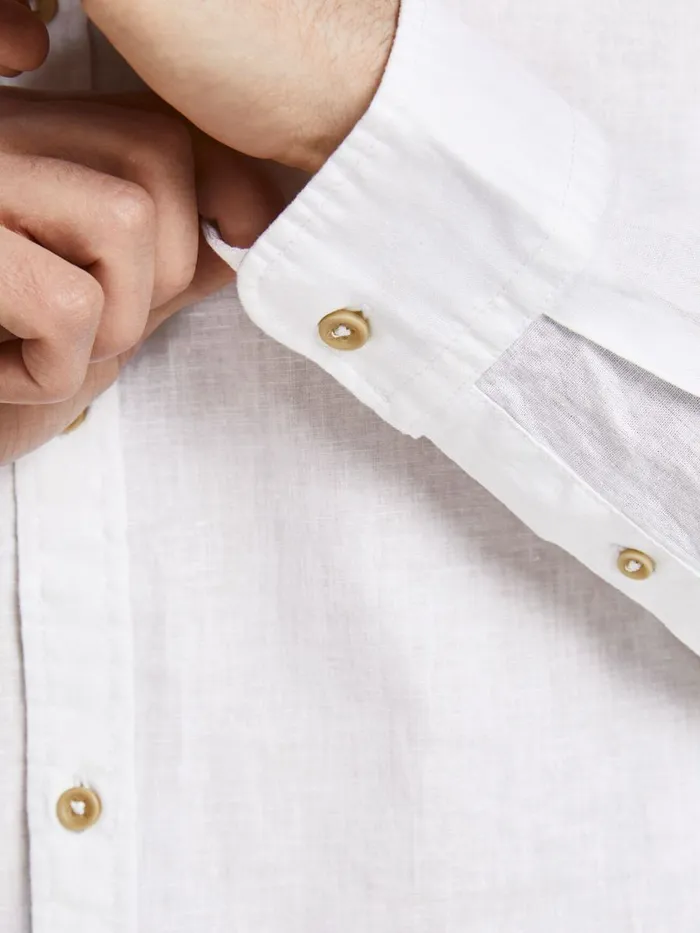 Shirts JACK and JONES Mens LIGHTWEIGHT LINEN SHIRT White White Gift Ideas