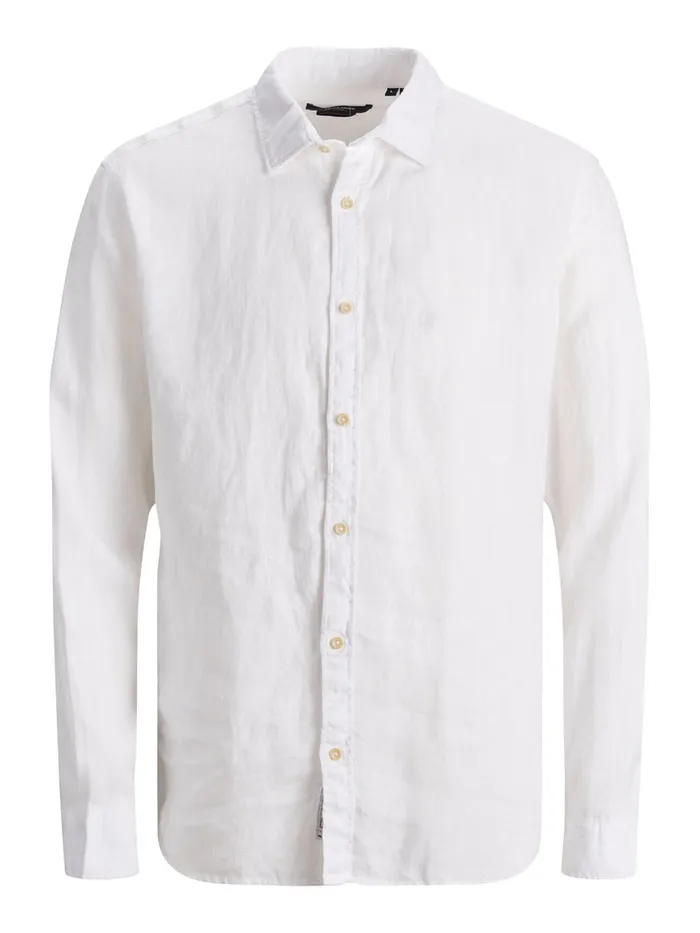 Shirts JACK and JONES Mens LIGHTWEIGHT LINEN SHIRT White White Gift Ideas