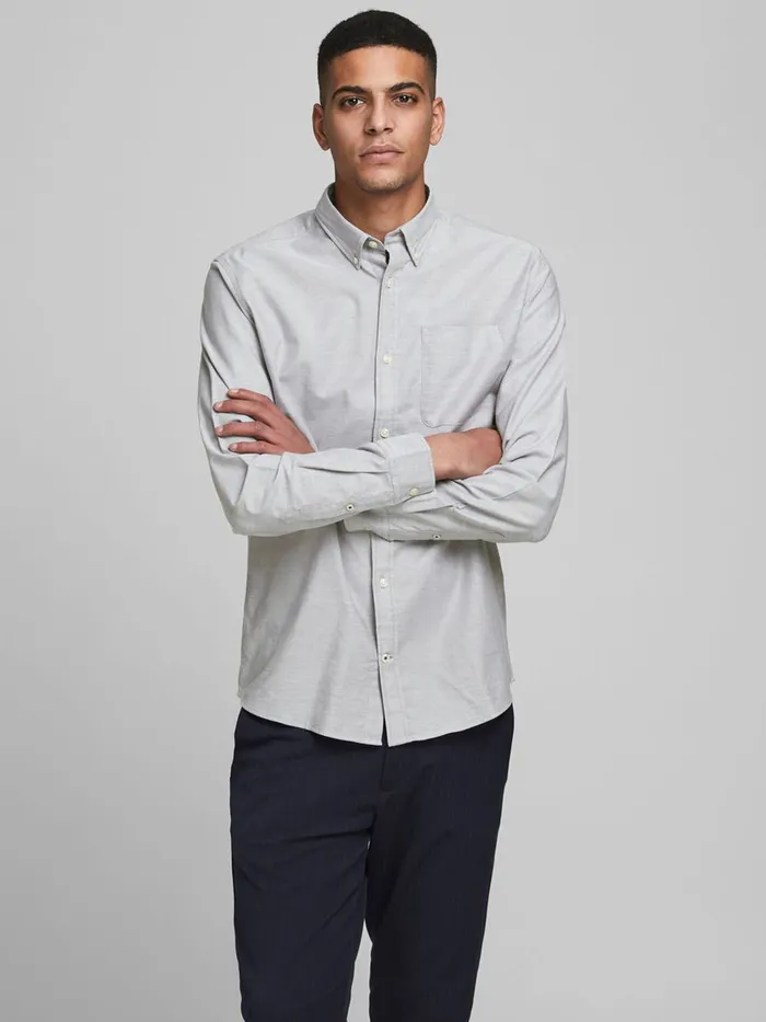 Shirts JACK and JONES Mens OFFORD SHIRT Grey Grey Melange Popular