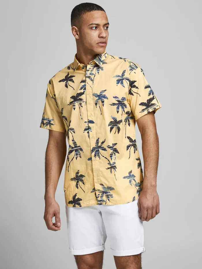 Shirts JACK and JONES Mens PRINTED POPLIN SHORT SLEEVED SHIRT Yellow Sahara Sun For Sale Shirts JACK and JONES Mens PRINTED POPLIN SHORT SLEEVED SHIRT Yellow Sahara Sun For Sale
