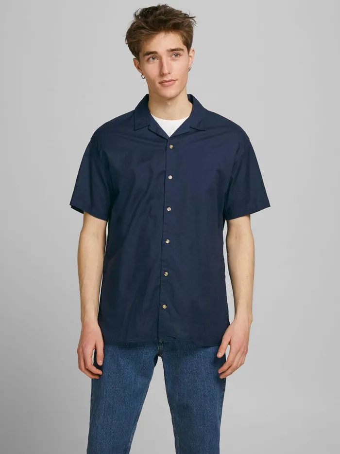 Shirts JACK and JONES Mens RESORT SHORT SLEEVED SHIRT Blue Navy Blazer Popular Shirts JACK and JONES Mens RESORT SHORT SLEEVED SHIRT Blue Navy Blazer Popular