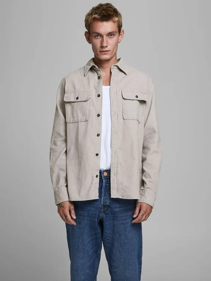 Shirts JACK and JONES Mens SOFT SHIRT Grey Light Gray Near Me