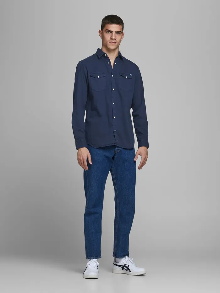 Shirts JACK and JONES Mens WESTERNINSPIRED SHIRT Blue Navy Blazer Casaul