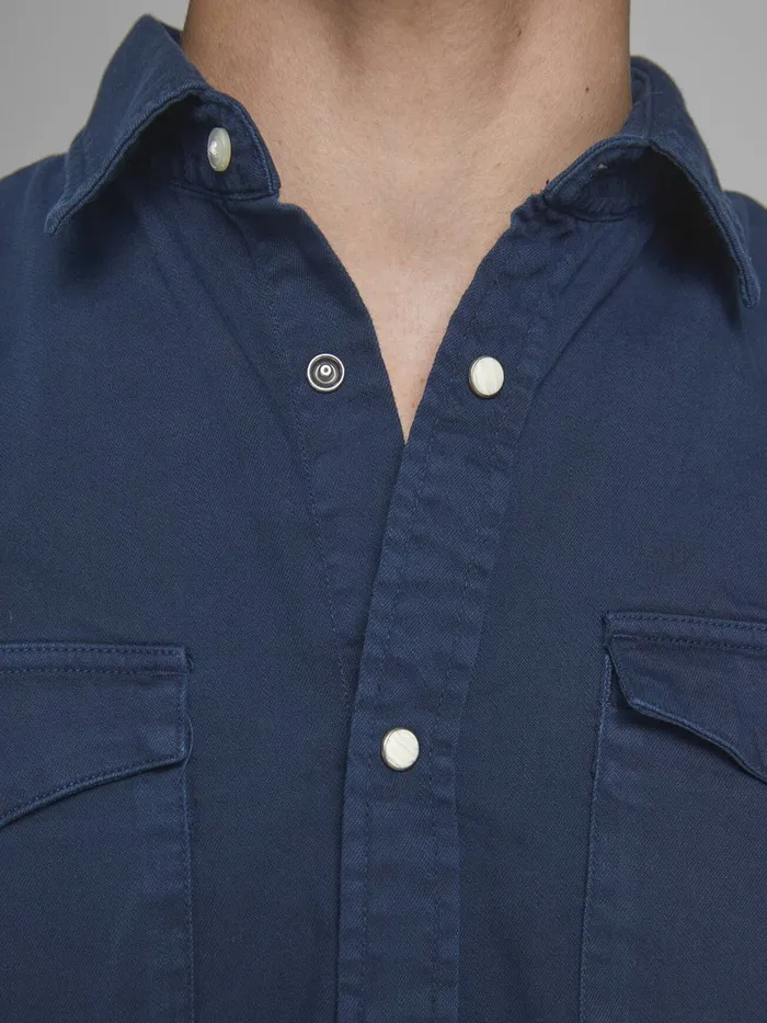 Shirts JACK and JONES Mens WESTERNINSPIRED SHIRT Blue Navy Blazer Casaul