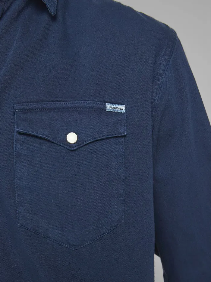 Shirts JACK and JONES Mens WESTERNINSPIRED SHIRT Blue Navy Blazer Casaul