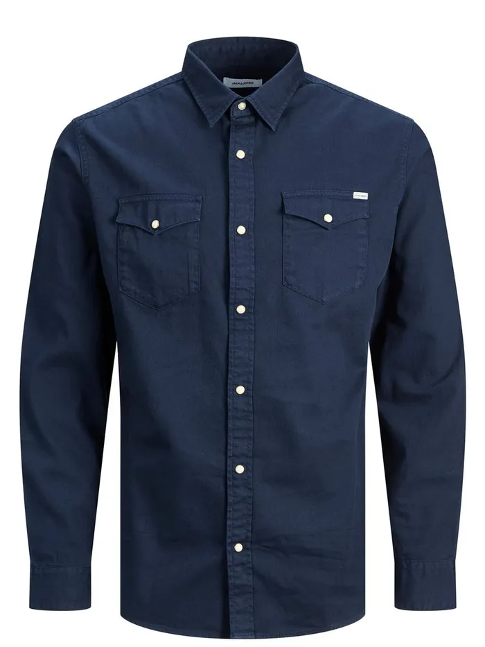 Shirts JACK and JONES Mens WESTERNINSPIRED SHIRT Blue Navy Blazer Casaul