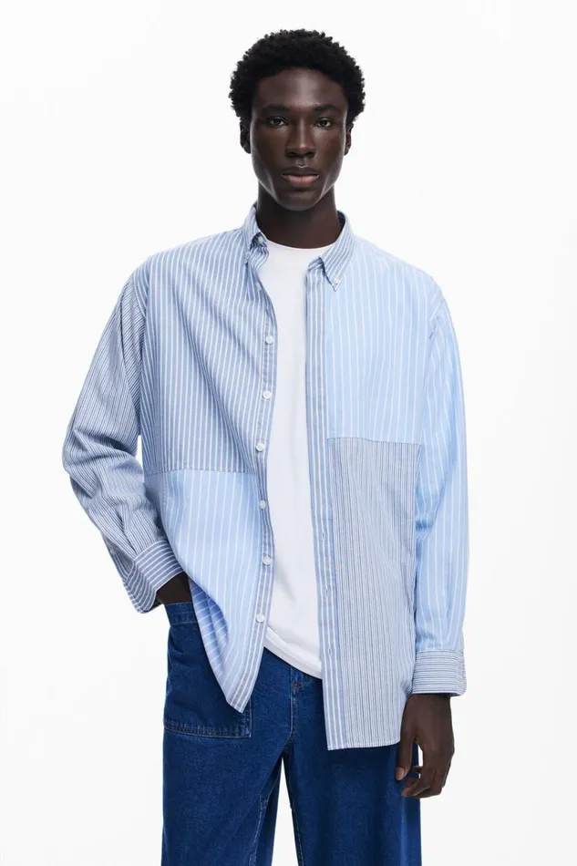 Shirts Men Desigual Striped Shirt Black