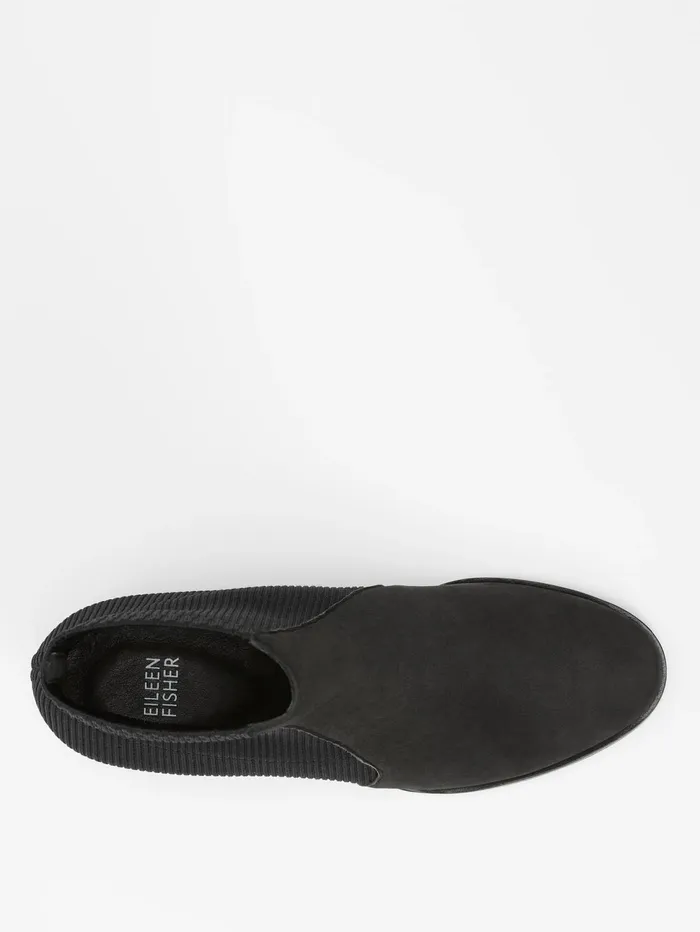 Shoes Women Eileen Fisher Aesop Tumbled Nubuck And Recycled Stretch Knit Bootie Black