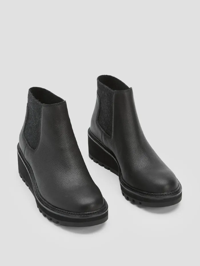 Shoes Women Eileen Fisher Chelsea Wedge Washed Leather Bootie Black