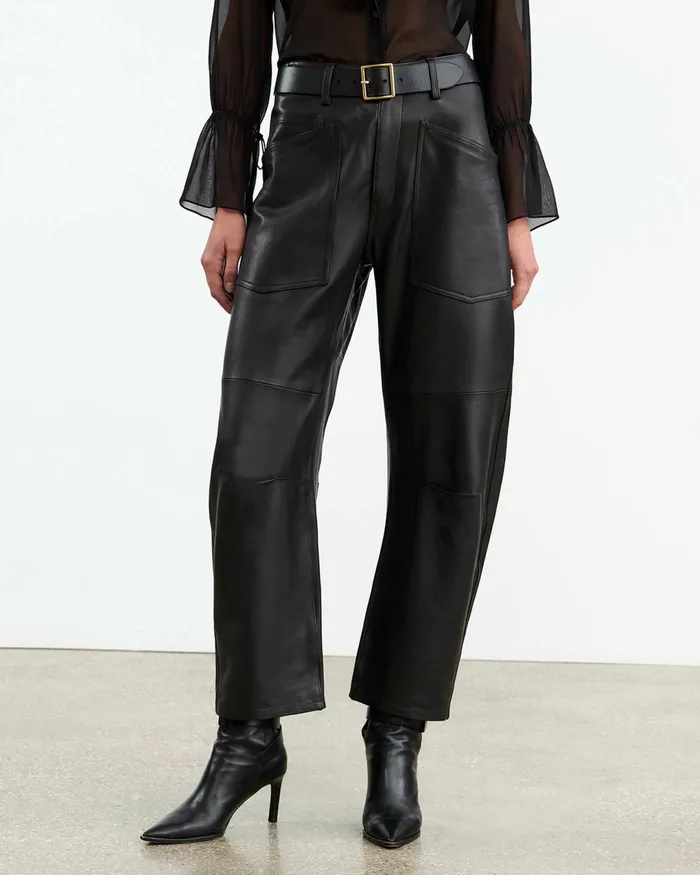 SHON LEATHER PANT Black Women Nili Lotan Pants and Shorts