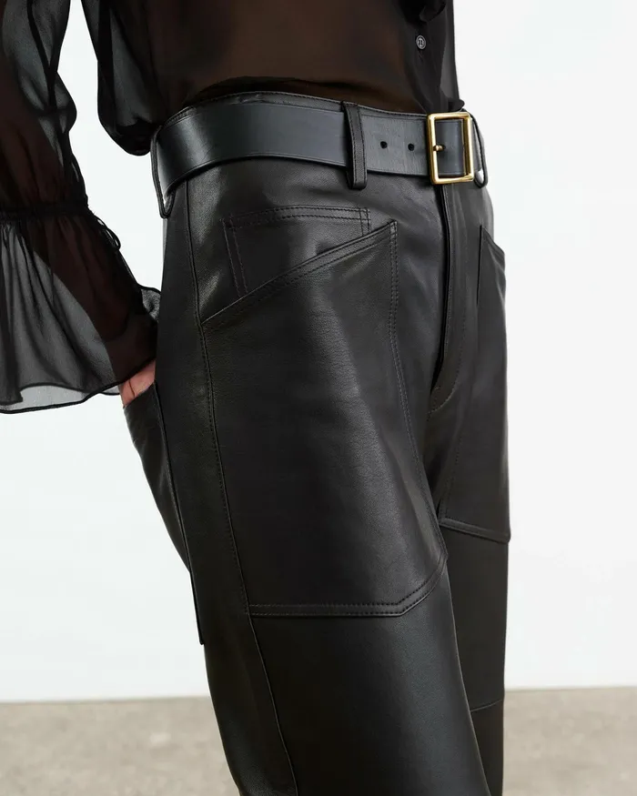 SHON LEATHER PANT Black Women Nili Lotan Pants and Shorts