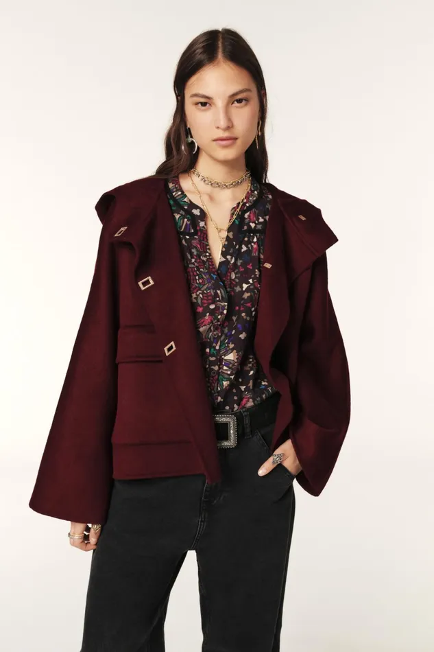 Short Hooded Coat Kove Purple Women Baandsh Jackets and Coats