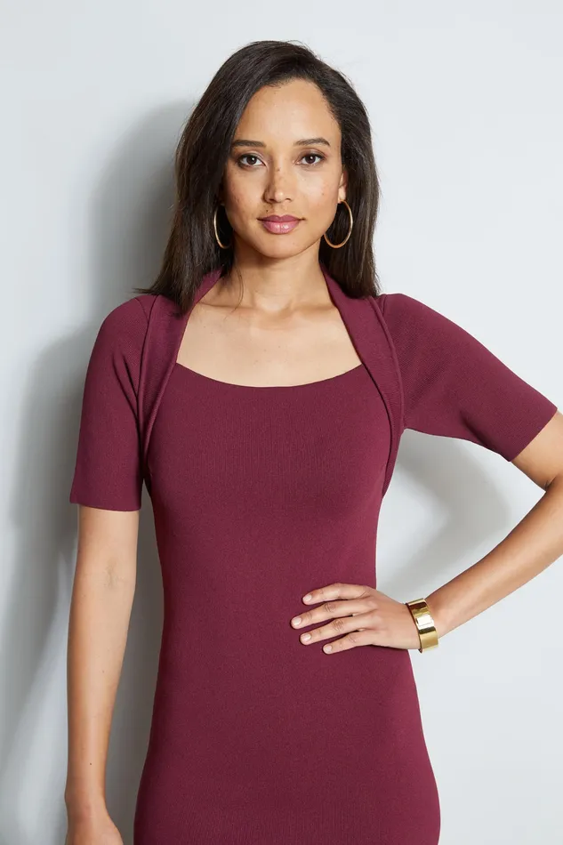 Short Sleeve Dresses Women Elie Tahari Contour Sweater Dress CRANBERRY