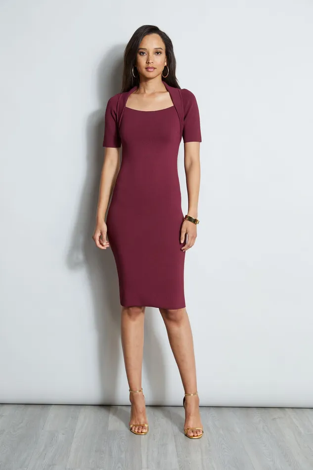 Short Sleeve Dresses Women Elie Tahari Contour Sweater Dress CRANBERRY