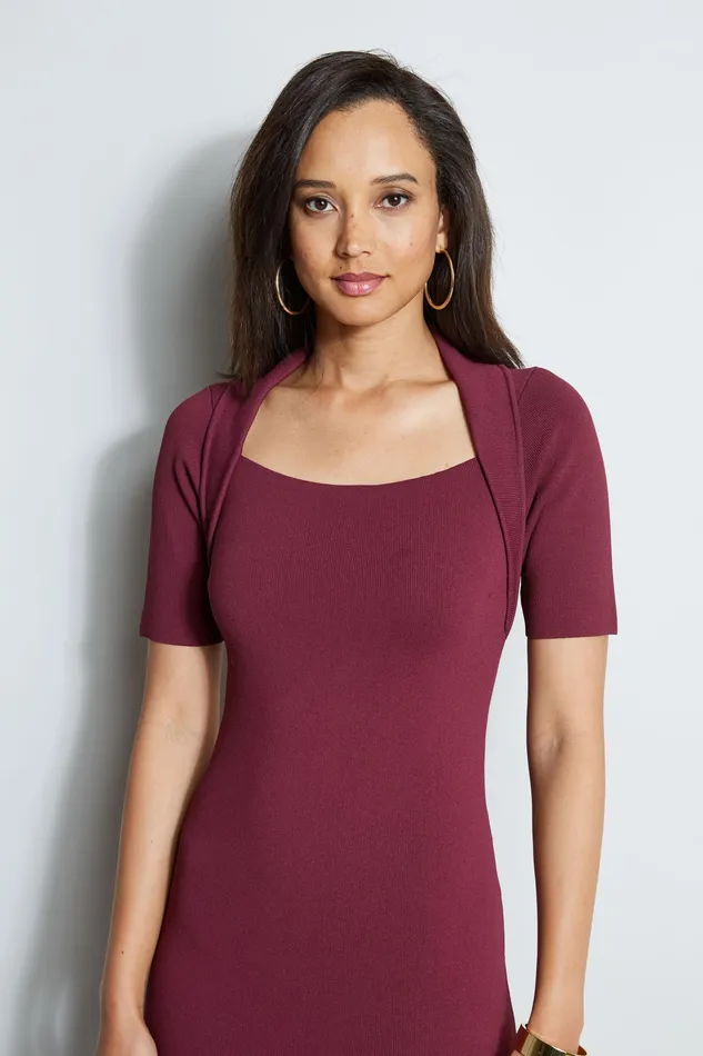 Short Sleeve Dresses Women Elie Tahari Contour Sweater Dress CRANBERRY