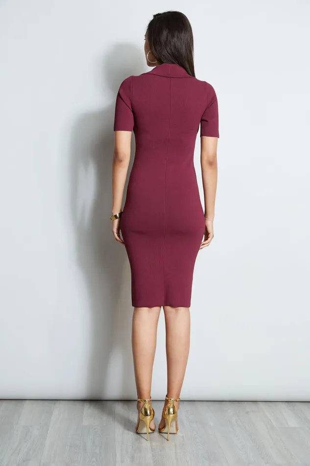 Short Sleeve Dresses Women Elie Tahari Contour Sweater Dress CRANBERRY