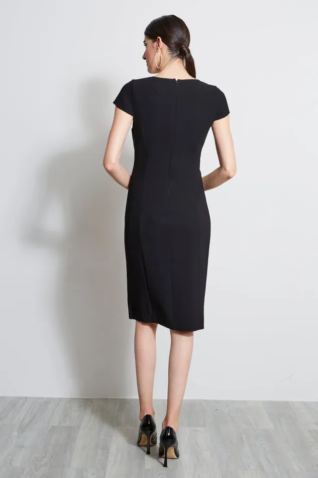 Short Sleeve Dresses Women Elie Tahari Cut Out Embroidered Dress BLACK