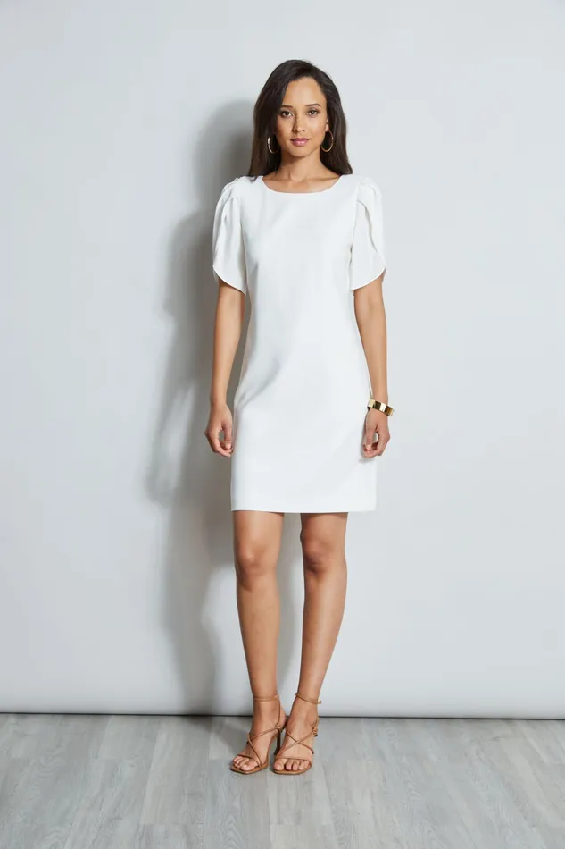 Short Sleeve Dresses Women Elie Tahari Slit Sleeve Crepe Dress FOAM