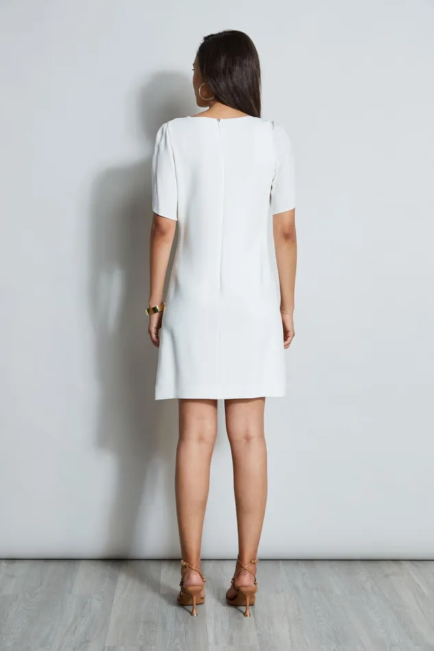 Short Sleeve Dresses Women Elie Tahari Slit Sleeve Crepe Dress FOAM