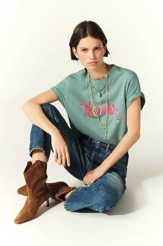 ShortSleeve Tee Shirt Mita Green Women Baandsh TShirts and Tank Tops