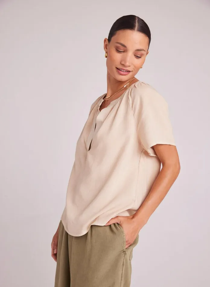 Short Sleeve Women Bella Dahl Flowy Short Sleeve Pullover 8211 Summer Khaki