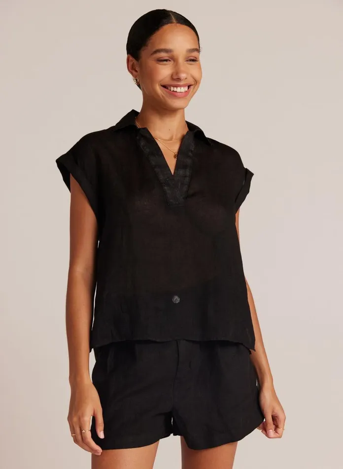 Short Sleeve Women Bella Dahl Linen Short Sleeve Pullover 8211 Black