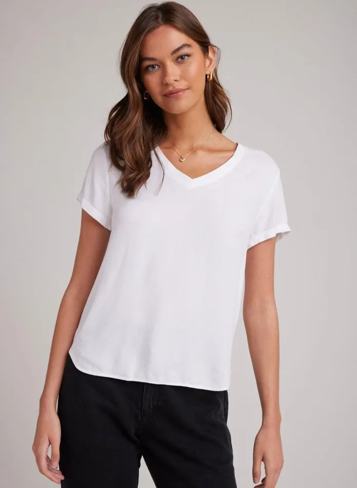 Short Sleeve Women Bella Dahl VNeck Tee 8211 White