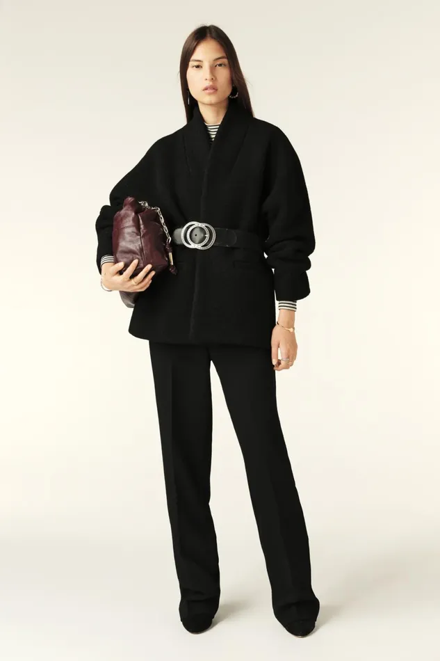 Short Tweed Coat Carole Gray Women Baandsh Jackets and Coats