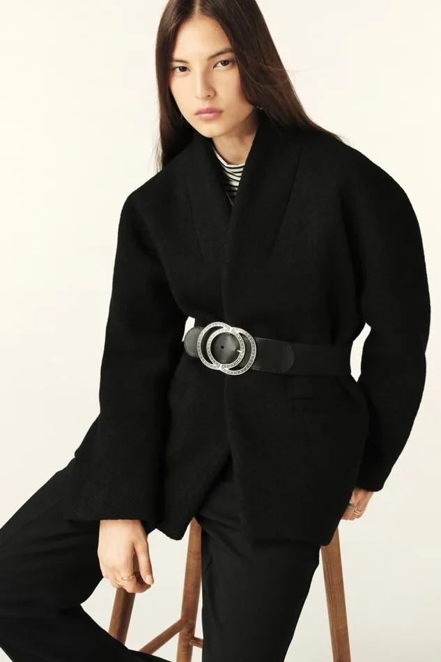 Short Tweed Coat Carole Gray Women Baandsh Jackets and Coats