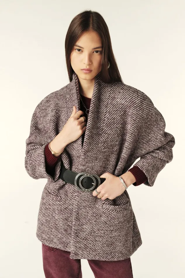 Short Tweed Coat Carole Gray Women Baandsh Jackets and Coats