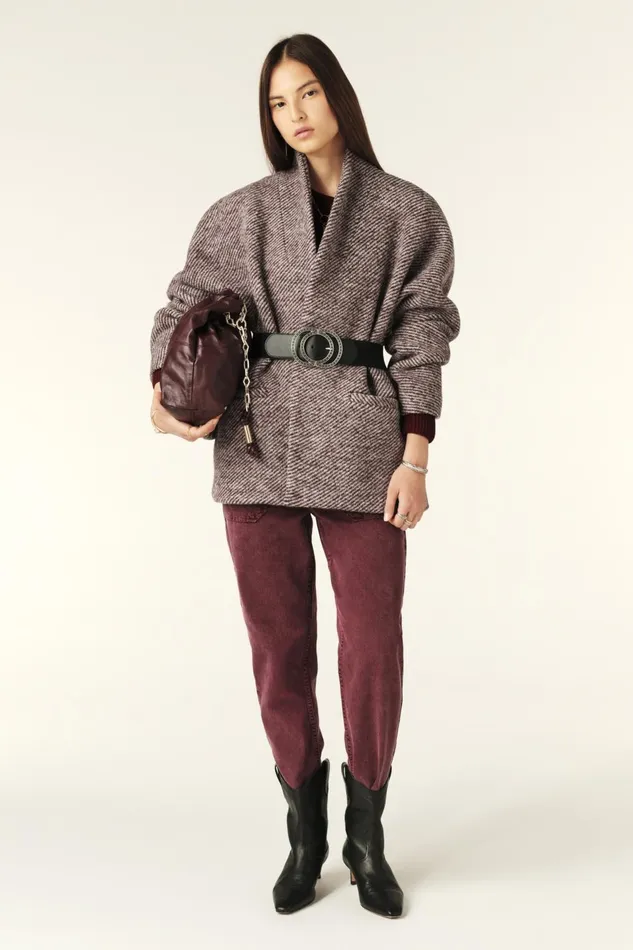 Short Tweed Coat Carole Gray Women Baandsh Jackets and Coats