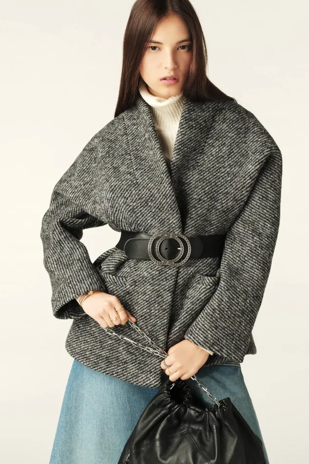 Short Tweed Coat Carole Gray Women Baandsh Jackets and Coats