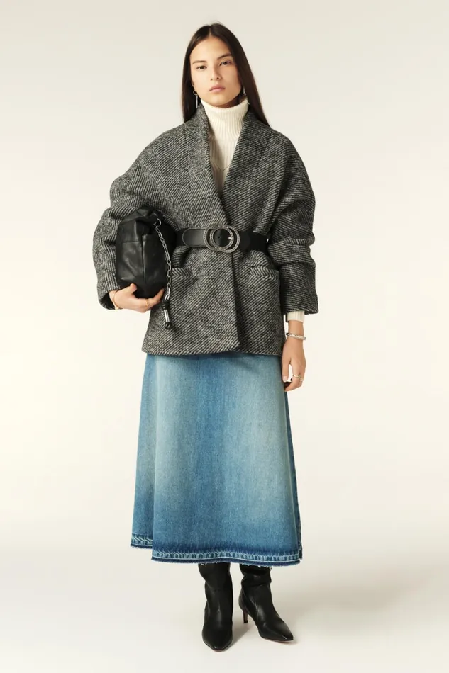 Short Tweed Coat Carole Gray Women Baandsh Jackets and Coats