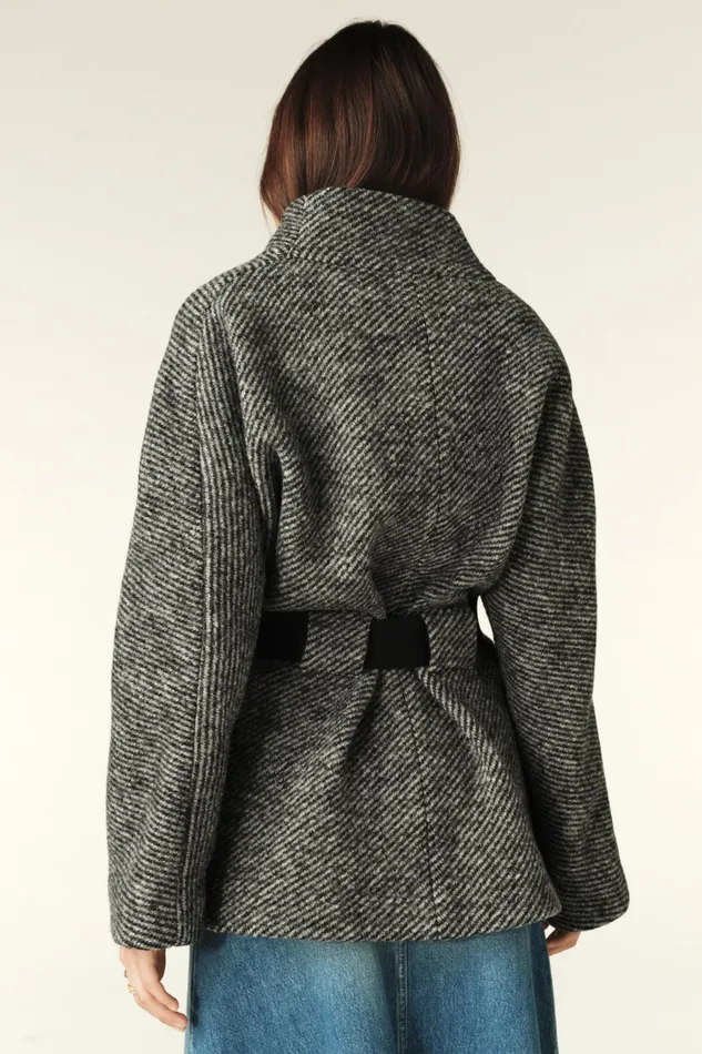 Short Tweed Coat Carole Gray Women Baandsh Jackets and Coats