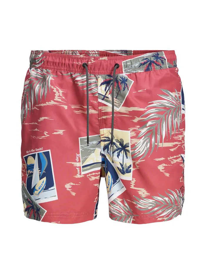 Shorts JACK and JONES Mens BALI AKM TROPICANA SWIM SHORTS Pink Slate Rose For Sale