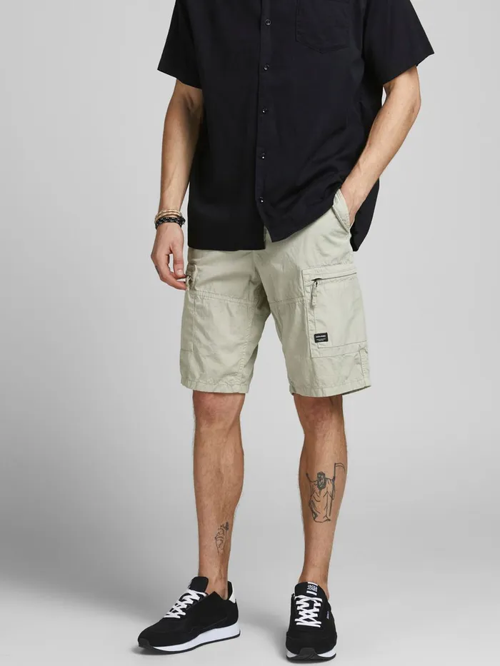 Shorts JACK and JONES Mens NOAH CARGO SHORTS Grey Drizzle Casaul