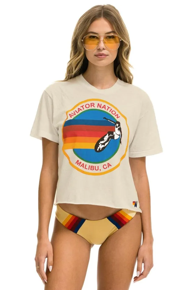 Signature Malibu Boyfriend Tee 8211 Vintage White Women Aviator Nation Tees