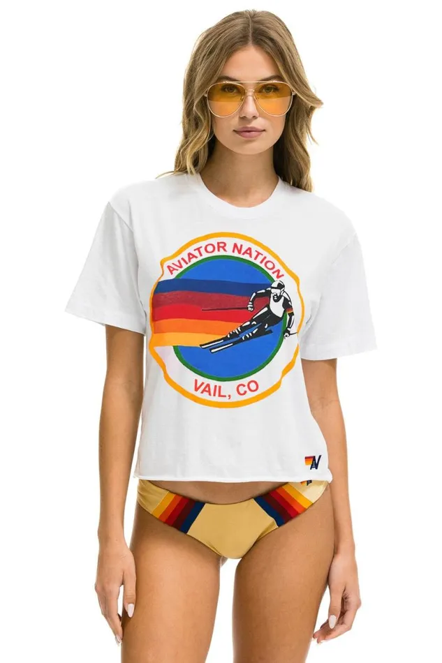Signature Vail Boyfriend Tee 8211 White Women Aviator Nation Tees