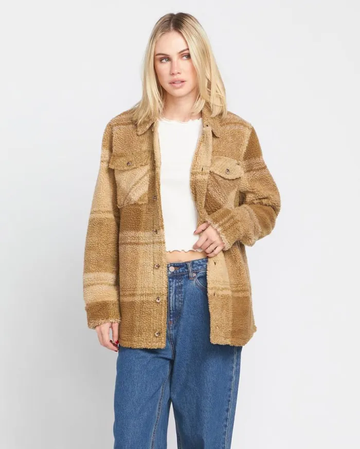 Silent Sherpa Jacket 8211 Mushroom Womens Volcom Jackets