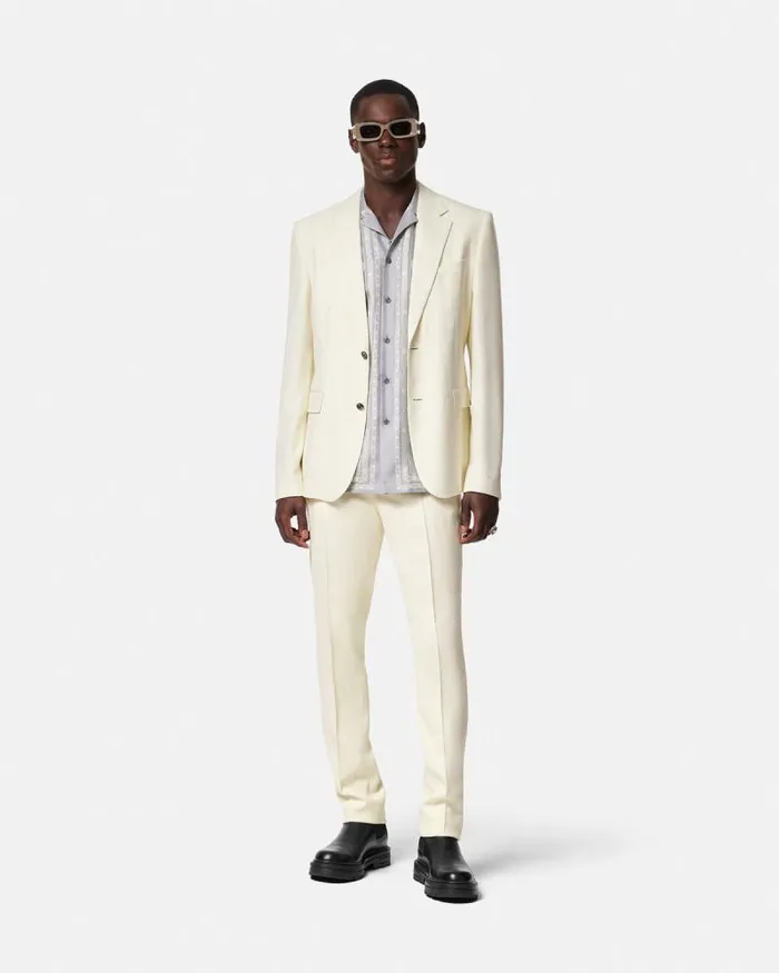 SilkBlend Malfil Formal Pants White Men Versace Blazers and Suits